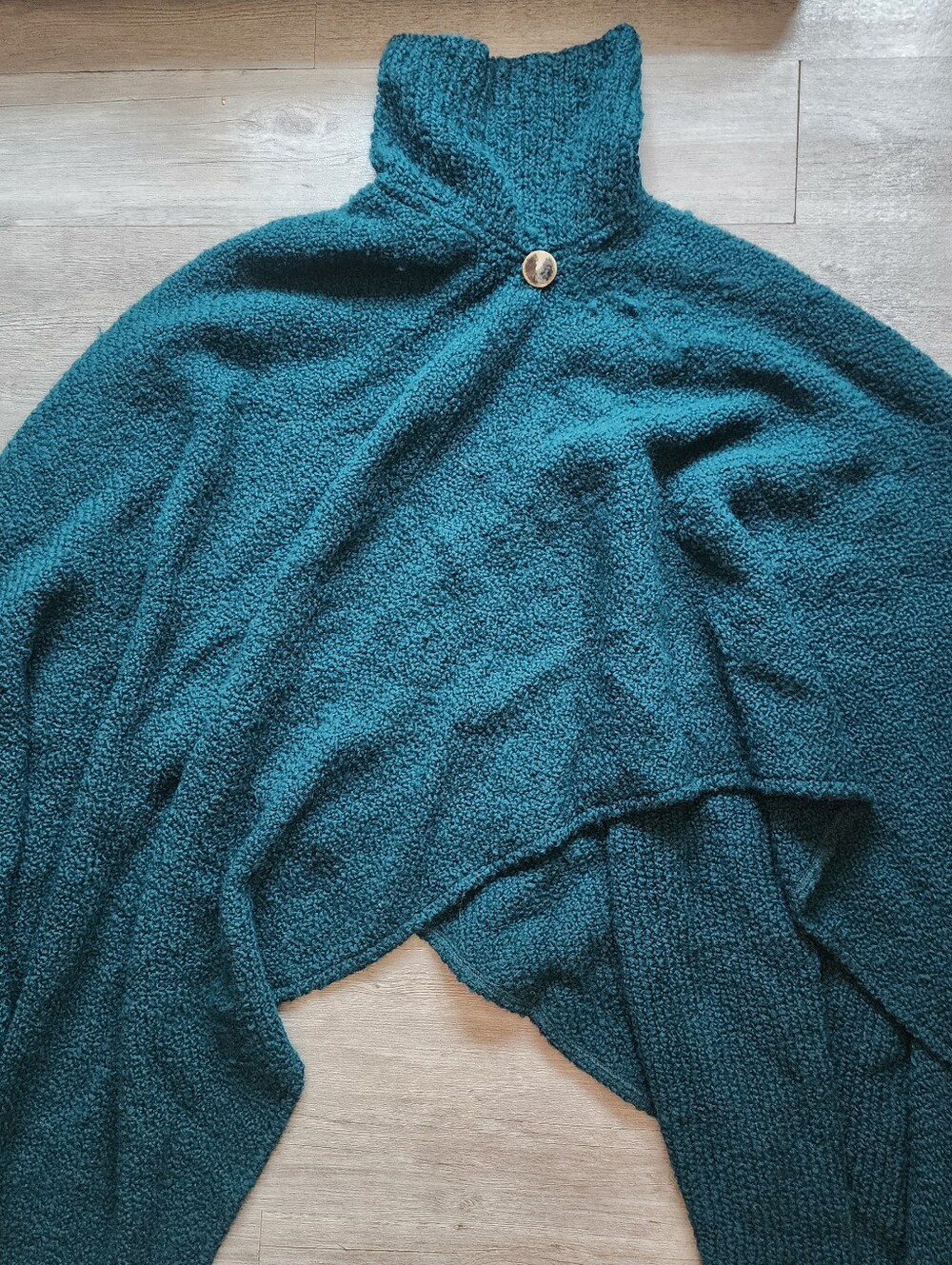 Vintage Boyne Valley Weavers Green 100% Wool Poncho Cape Jacket Made In Ireland